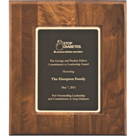 Award Plaque - Alder with Walnut Trim  Engraved Wood Plaque Award - 8 x  10 or 9x 12 Decade Awards GAP810912